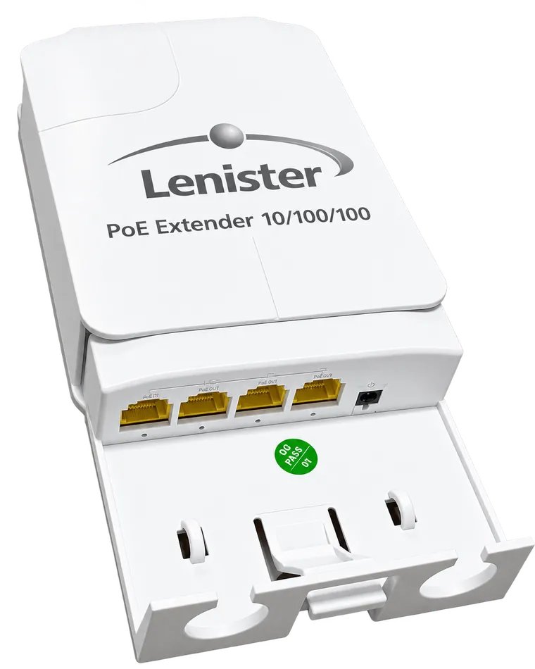 Extensor PoE Lenister de três saídas, com portas RJ45 amarelas